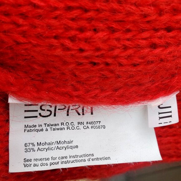 Vintage Esprit Mens Red Mohair Sweater Oversize Pullover 3XL 4XL Cable Knit 90s - Picture 5 of 10